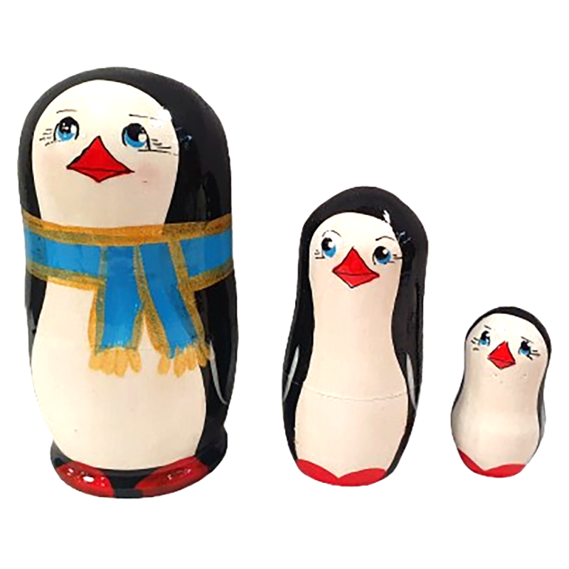 Poupée russe fantaisie à 3 pcs "Pingouin"